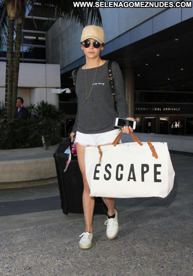 Nina Dobrev Lax Airport Shorts Posing Hot Celebrity Paparazzi Lax