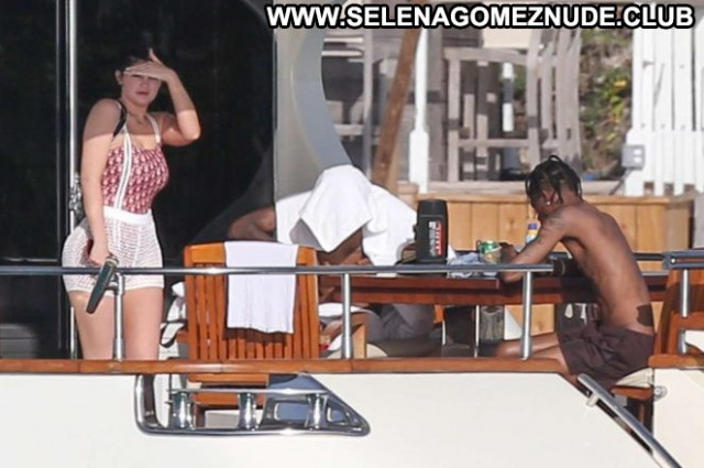 Kylie Jenner No Source  Posing Hot Celebrity Yacht The Bahamas Shorts