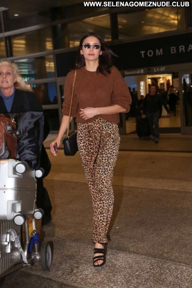 Nina Dobrev Lax Airport Posing Hot Paparazzi Babe Celebrity Beautiful