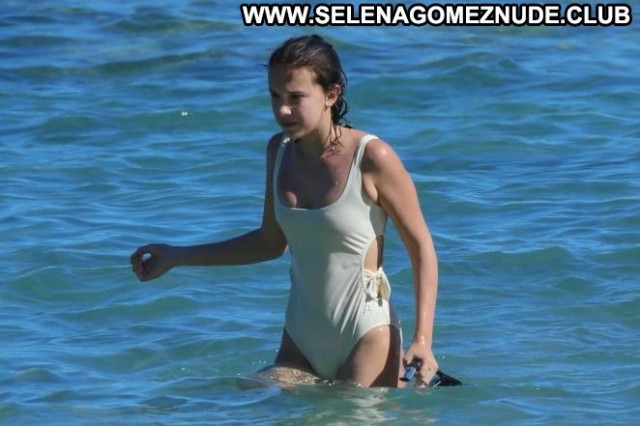Millie Bobby Brown The Beach Swimsuit Posing Hot Celebrity Beach Babe
