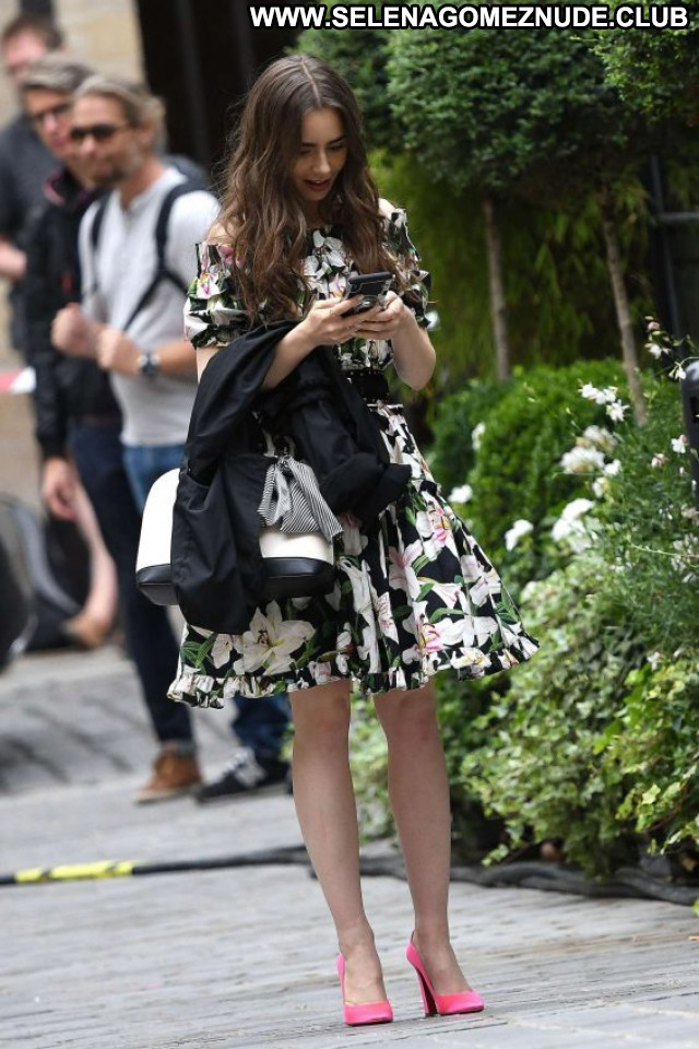 Lily Collins Paris France Celebrity Posing Hot Paparazzi Beautiful