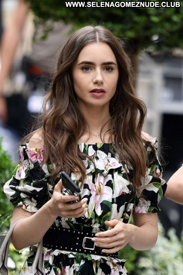 Lily Collins Paris France Celebrity Babe Beautiful Paparazzi Posing